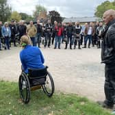 Claire Lomas thanks the motorcyclists who took part in Sunday's rideout fundraiser