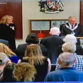 The Mayor of Melton reads the proclamation for the new King