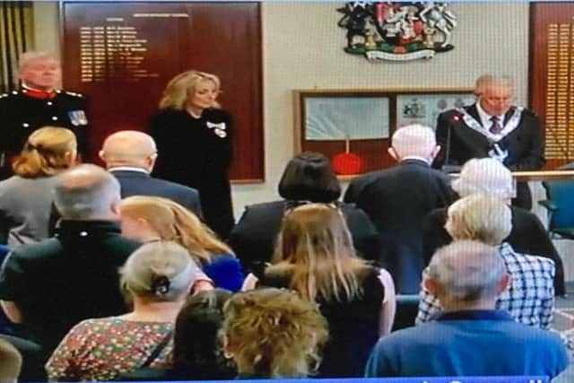 The Mayor of Melton reads the proclamation for the new King
