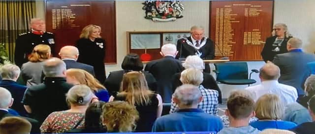 The Mayor of Melton reads the proclamation for the new King
