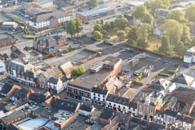 Melton's St Mary's Way car park, where 15 new disabled parking spaces could be created IMAGE Melton and around from ABOVE Steely DRONE