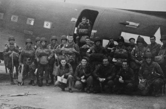 American 82nd Airborne Division troops preparing to fly from Saltby Airfield to Normandy for the D-Day landings in June 1944