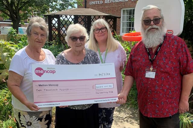 From left, Maddie Smith (trustee Melton Mencap), Pam Posnett (chair The Melton Learning Hub), Sarah Cox (business manager The Melton Learning Hub) and Nigel Bishop (group leader and support worker at Melton Mencap)