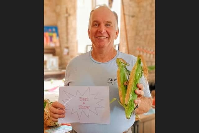 Stathern Show 'Best in Show' winner Colin Ramsay with his prize sweetcorn