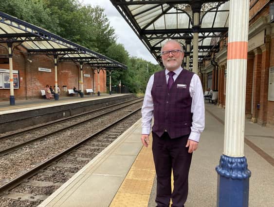Glen Fiddy on the platform at Melton Railway Station, where he has worked for 12 years before retiring this week