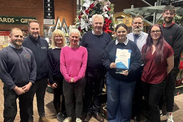 The team at Gates Garden Centre, at Cold Overton, receive their award for Best Garden Centre at the county tourism awards