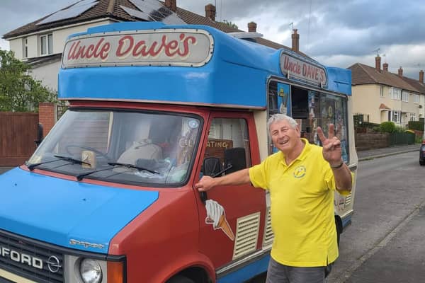 Mervyn Bingham with his Uncle Dave's ice cream van - he has clocked up more than 50 years working in Melton

PHOTO JESSICA BIGGS