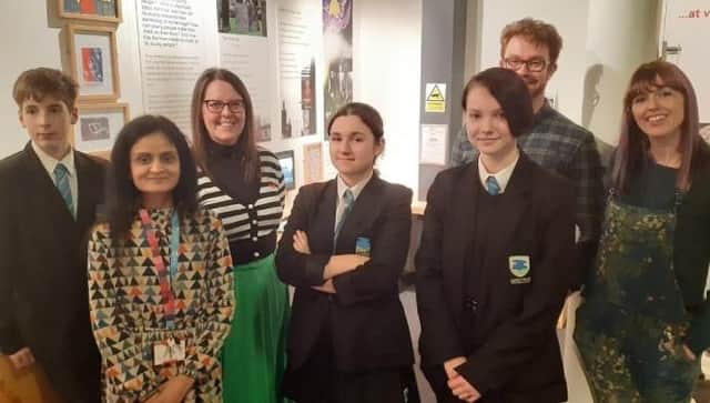 Long Field Spencer Academy students pictured at Melton Museum with representatives of LongBrow Productions