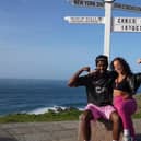 Nathan and Danica pictured at Land's End after completing the challenge