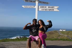 Nathan and Danica pictured at Land's End after completing the challenge