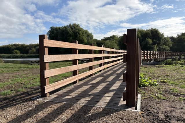 The entrance to the new bridge at the country park in Melton Mowbray