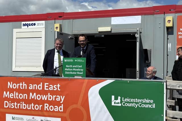 Melton MP Edward Argar (left) with Roads Minister Simon Lightwood MP at last week's bypass launch event