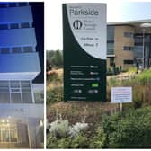 Leicestershire County Council's Glenfield HQ (left) lit up this week in the colours of the Israel flag and Melton Borough Council's Parkside offices, which will not be flying a flag for the nation