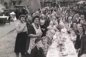 A VE Day party in Burton Road, Melton Mowbray, in May 1945