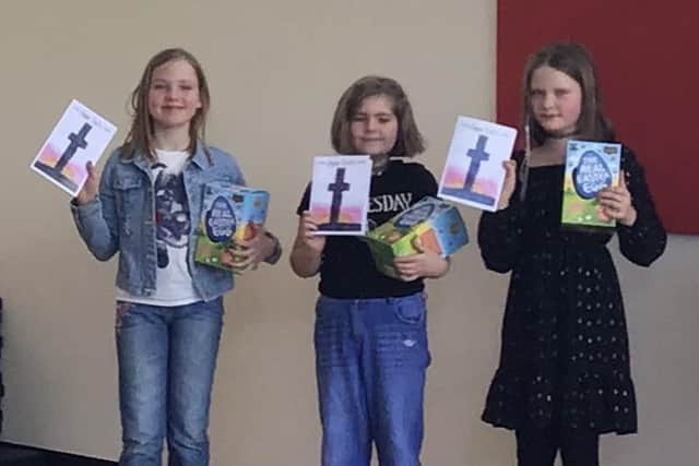 The prizes winners in the Waltham Primary School Easter card contest