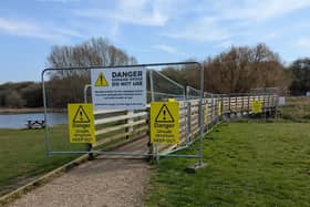 The damaged bridge at Melton Country Park which has been closed since January 2025
