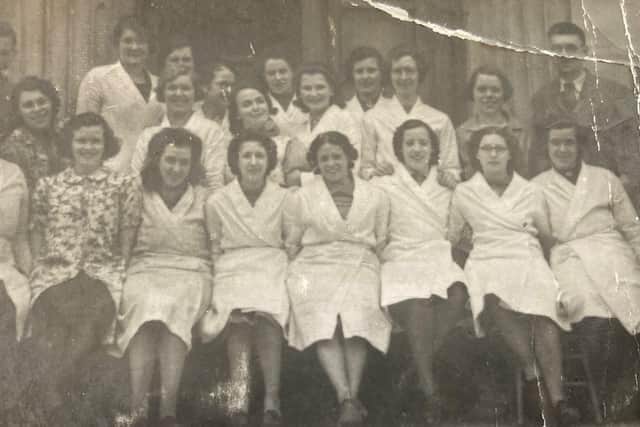 Kathleen Bishop (front row, fourth from left) pictured during the Second World War at the old tech college in Melton when she was learning to use carpentry tools. Others in the photo - Ken Hendley, Mrs Garner, Margaret Humfries, Nena Simpson, Kathy Wheatcraft, Mable James, Betty Jones, Kath Losley, Margaret Wallbanks, Vicky and Polly Baxter, Barbara Handley, Rhoda Littlewood, Lily Daly and Dolly Losley