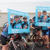 Alice Greaves (right) with some of the cyclists who helped raise £96K for charity last year