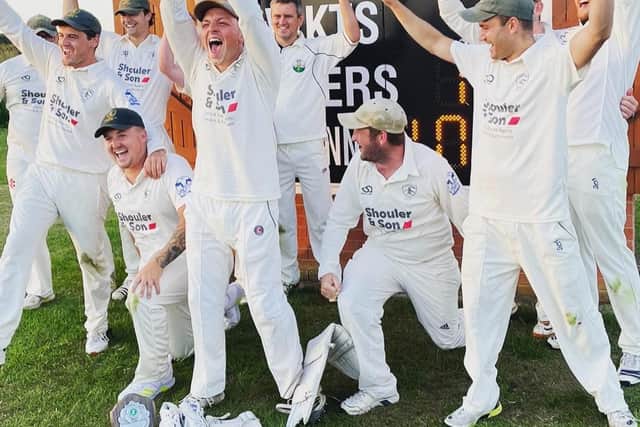 Great Dalby Cricket Club celebrate winning the first Fred Parker Cup