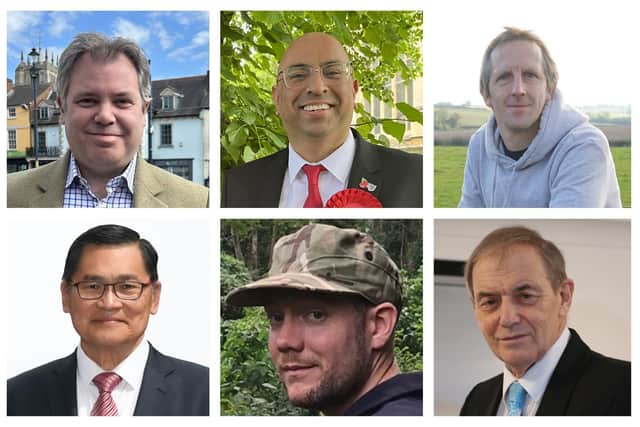 GENERAL ELECTION 2024 : Candidates for Melton and Syston constituency - clockwise from top left - Marilyn Gordon (Independent); Edward Argar (Conservative); Zafran Khan (Labour); Andy Konieczko (Liberal Democrats); Pete Morris (Reform UK); Matt Shouler (Rejoin UK); Dr Teck Khong (Alliance for Democracy and Freedom); Alastair McQuillan (Green Party)