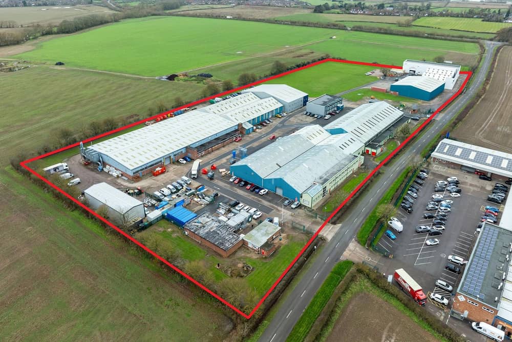 An aerial photograph of Rearsby Business Park which has been acquired by Hortons.