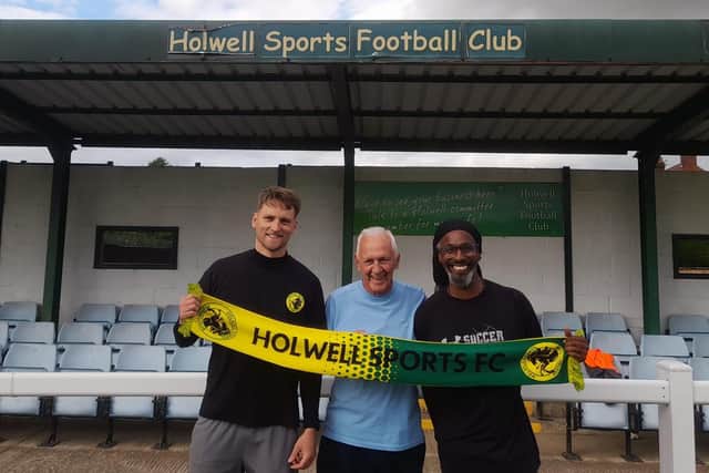 New Holwell Sports bosses Liam Wild and Miguel DeSouza with chairman Graham Lewin.