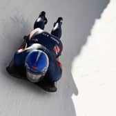 Amelia Coltman in sliding action in St Moritz.