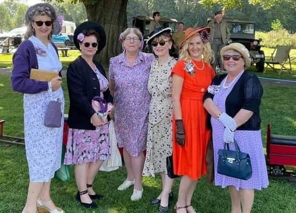 Women in the period clothes at the 2021 '40s Weekend Melton Mowbray