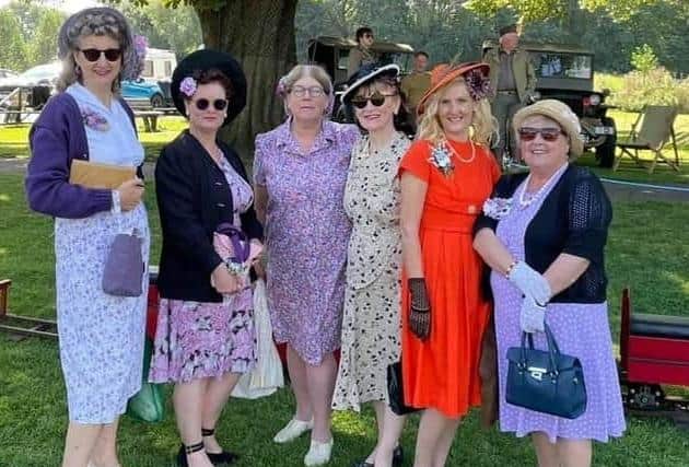 Women in the period clothes at the 2021 '40s Weekend Melton Mowbray