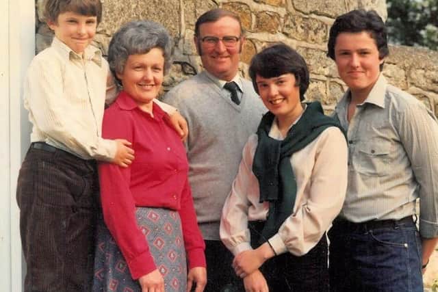 Pat and Dick Skelton pictured with their family a few years ago