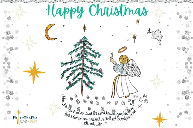The winning Ironstone Villages Family of Churches Christmas card design which appears on the front cover - designed by Florence Jordan (10)