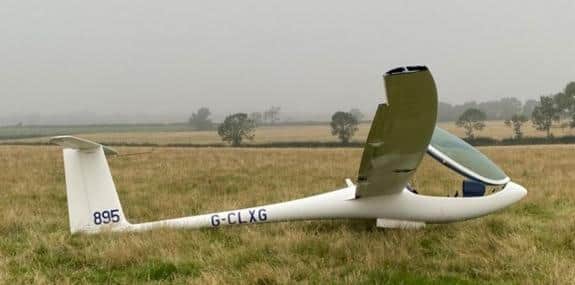 The glider which landed safely in a field in Melton shortly after colliding with anotherPHOTO: Air Accidents Investigation Branch