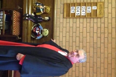 The late Rev Douglas Dennis pictured at Sage Cross Methodist Church on his retirement day