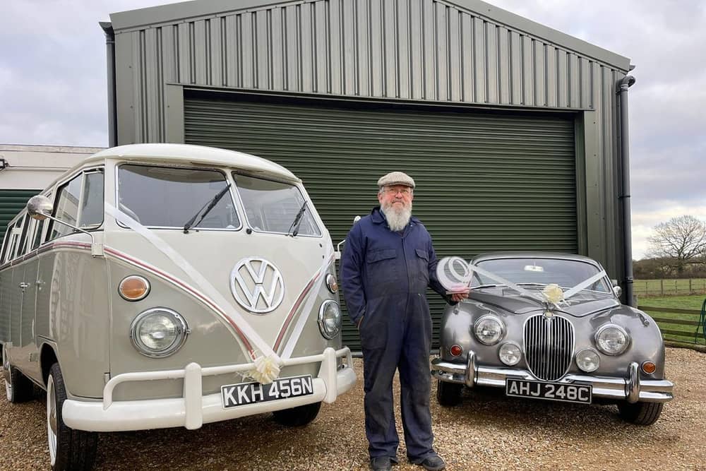 VP Wedding Cars owner Timothy Sawyer holding the TWIA awards.