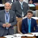 Councillor Dan Harrison (Reform UK) speaking at the annual meeting after being elected leader of Leicestershire County Council