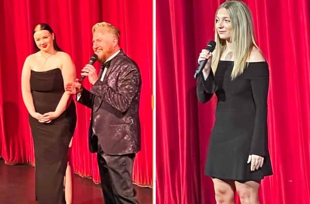 Performers and presenters on stage at the senior citizens concert at Melton Theatre on Saturday