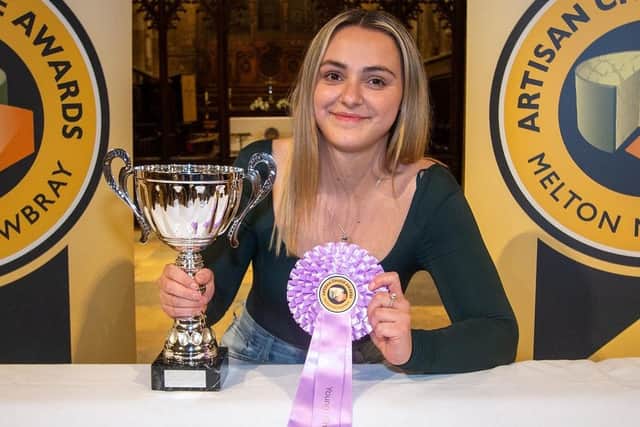 Chloe Brownbill (Marlow Cheese Company) with the Young Cheesemaker trophy at the Artisan Cheese Awards