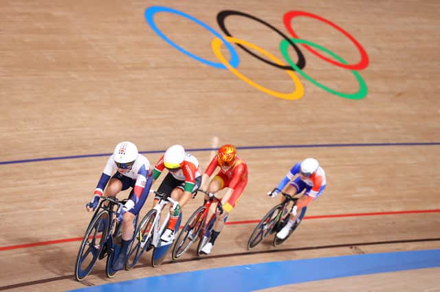 Dame Laura Kenny leads the way in Tokyo.  (Photo by Justin Setterfield/Getty Images)