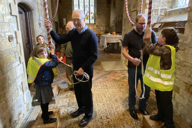 Some of the Somerby Primary School pupils who got to ring the village church bells