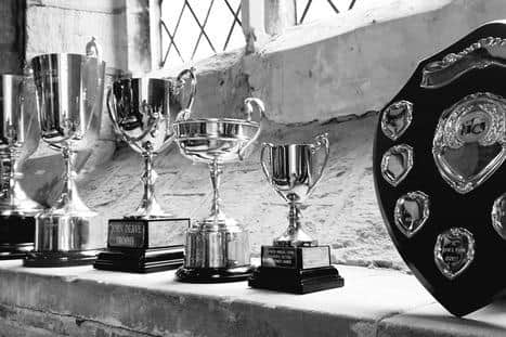 Some of the trophies presented at Stathern Village Show