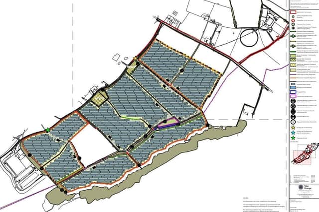A map showing the approved solar farm on farmland off Stygate Lane in Pickwell
