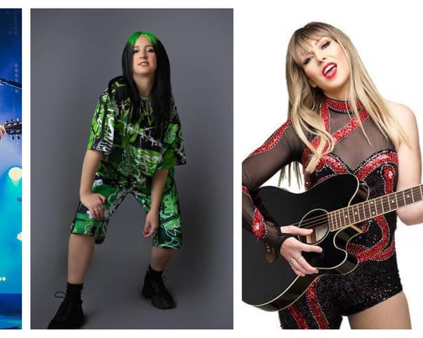 Top tribute acts, from left, Jack Shepherd as Ed Sheeran; B-Eilish as Billie Eilish; and Kaylie Malone as Taylor Swift; will be performing at Melton Pop Concert in June