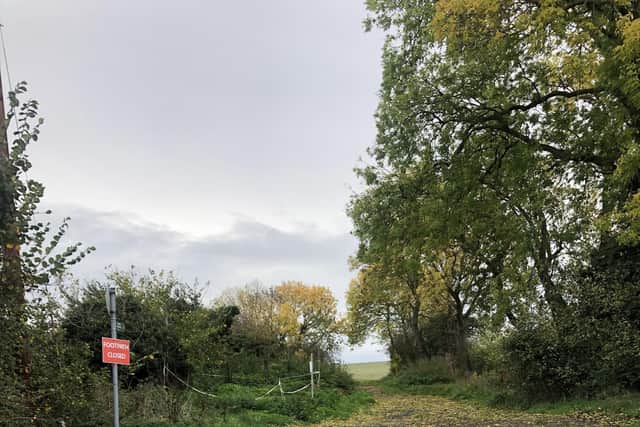 One of the signs advertising the temporary closures of a byway at Redmile