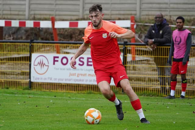 Tom Wakley - put Melton ahead at Hucknall on Saturday. Photo by Mark Woolterton.