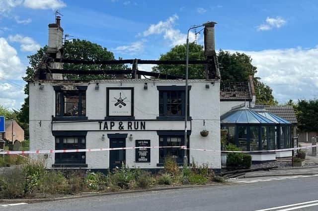 The burned out Tap and Run pub at Upper Broughton following the recent blaze