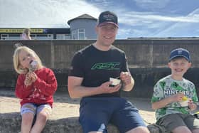 Dan Ingham pictured with his children, Phoebe and Joey