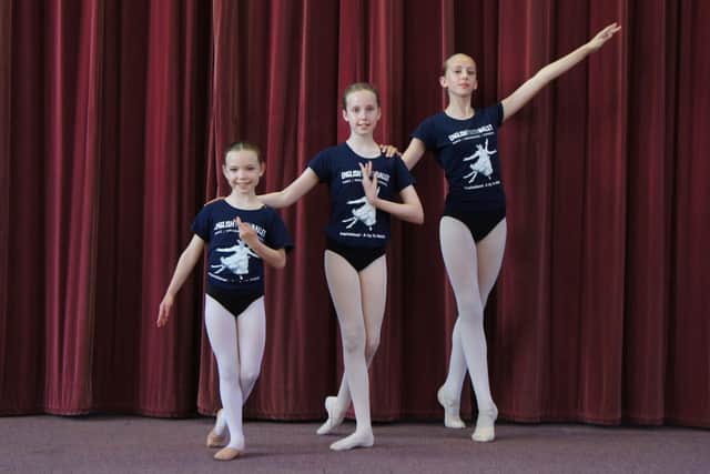 From left, Fflur Harris-Wakelam, Millie O’Shaugnessy, Grace Cullingworth are dancing in Swan Lake at Nottingham