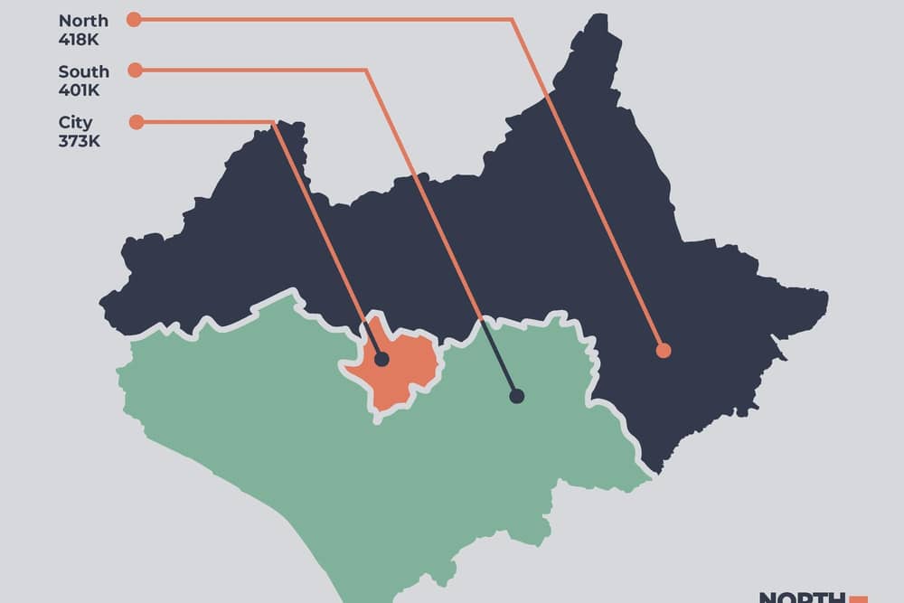 The North, City, South proposal favoured by the district and borough councils in Leicestershire and Rutland County Council