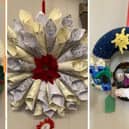 Some of the winning entries in the Christmas wreaths festival at St John's Church in Melton