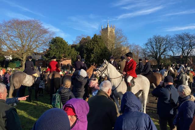 Last year's New Year hunt meet at Play Close Park involving the Cottesmore Hunt